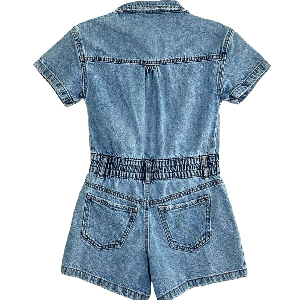 Zara Kids Short Sleeve Denim Worker Jumpsuit / Romper - Small - Picture 2 of 4